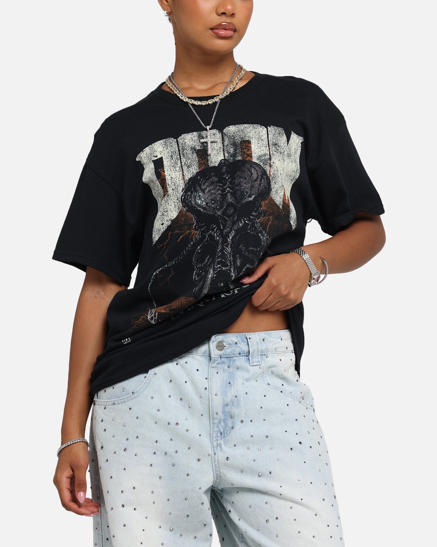 73 Studio X Doom Cacodemon Graphic Metal T-Shirt for Men - Black Gaming Tee for Casual Wear & Video Game Enthusiasts
