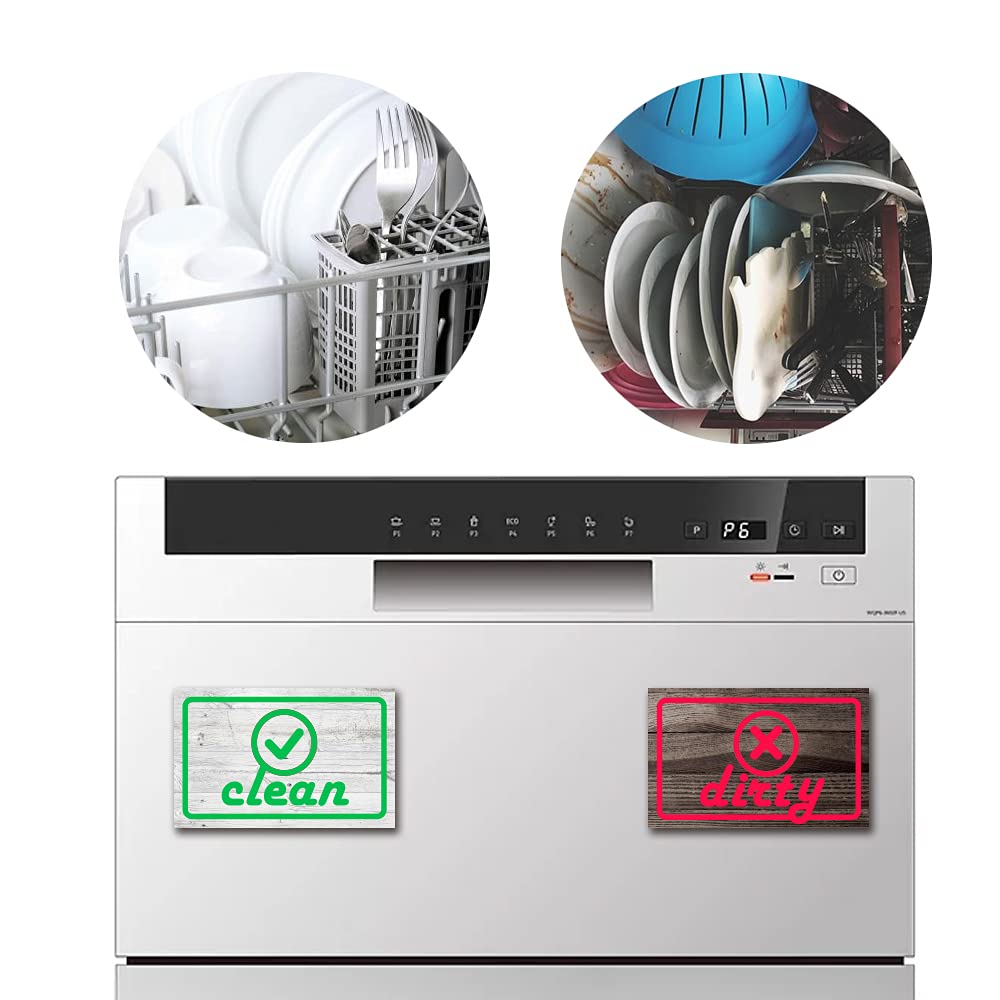 Dirty/Clean Reversible Dishwasher Magnet - Double Sided Strong Flip Indicator for Kitchen, Rustic Farmhouse Refrigerator & Dishwasher Decor - Perfect for Home Organization & Kitchen Reminders