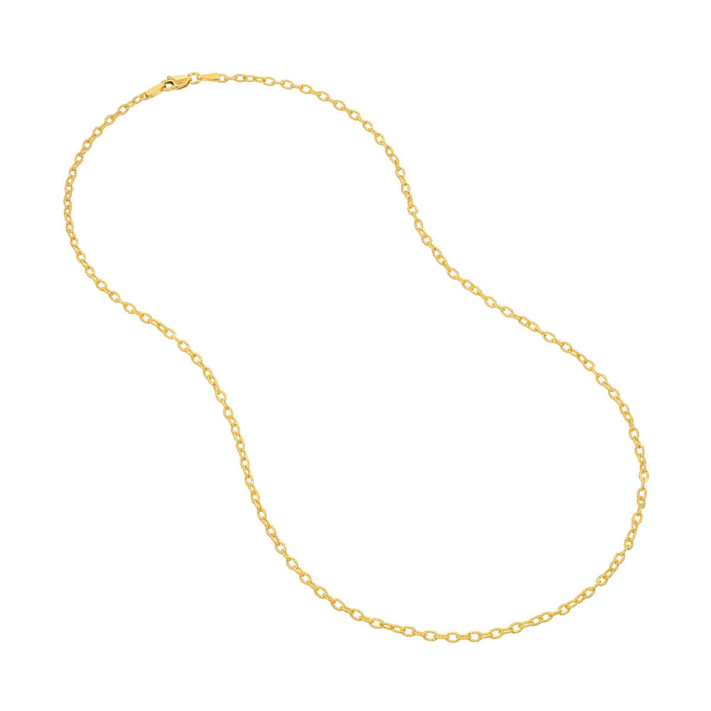 14K Gold Designer Rolo Chain Necklace - 18 Inch Solid Gold Rope Chain for Women - Perfect for Layering, Gift Giving & Everyday Elegance