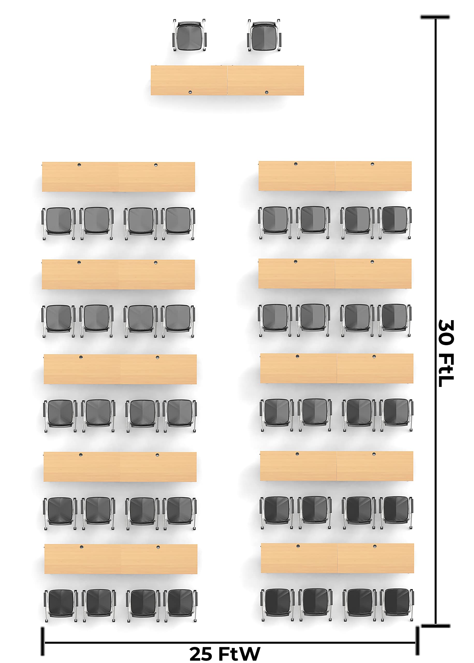 42-Person Conference Table Set - 86-Piece Folding Beechwood Training Table with Task Chairs & Modesty Panels | Connectable Tables for Classrooms, Seminars & Meetings | Space-Saving Foldable & Nestable Design for Easy Storage | Perfect for Corporate Training, School Classrooms & Event Spaces