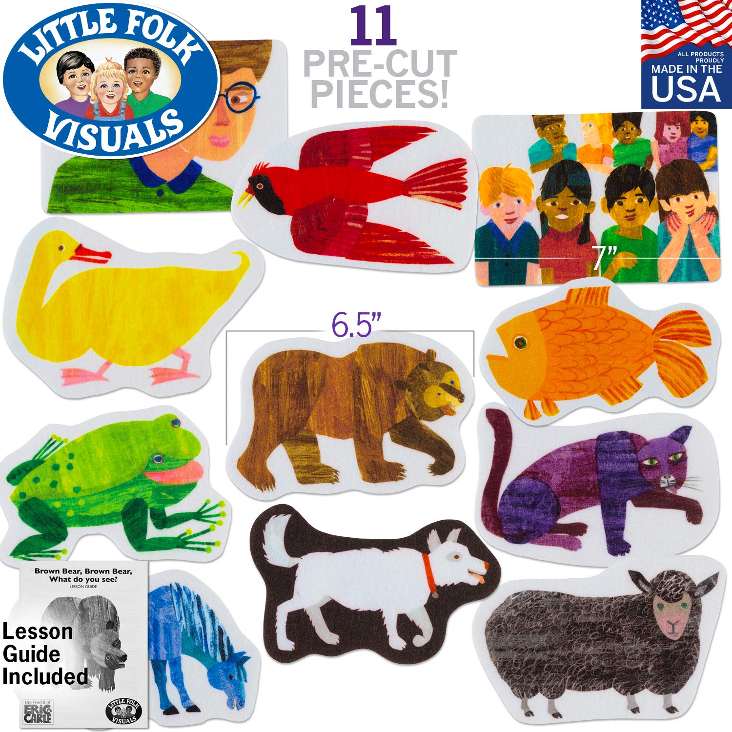 Brown Bear Brown Bear What Do You See? Felt Board Story Set - 11 Piece Precut Flannel Figures for Preschool Classroom, Storytime & Early Learning Activities | Eric Carle Inspired Visual Teaching Aids