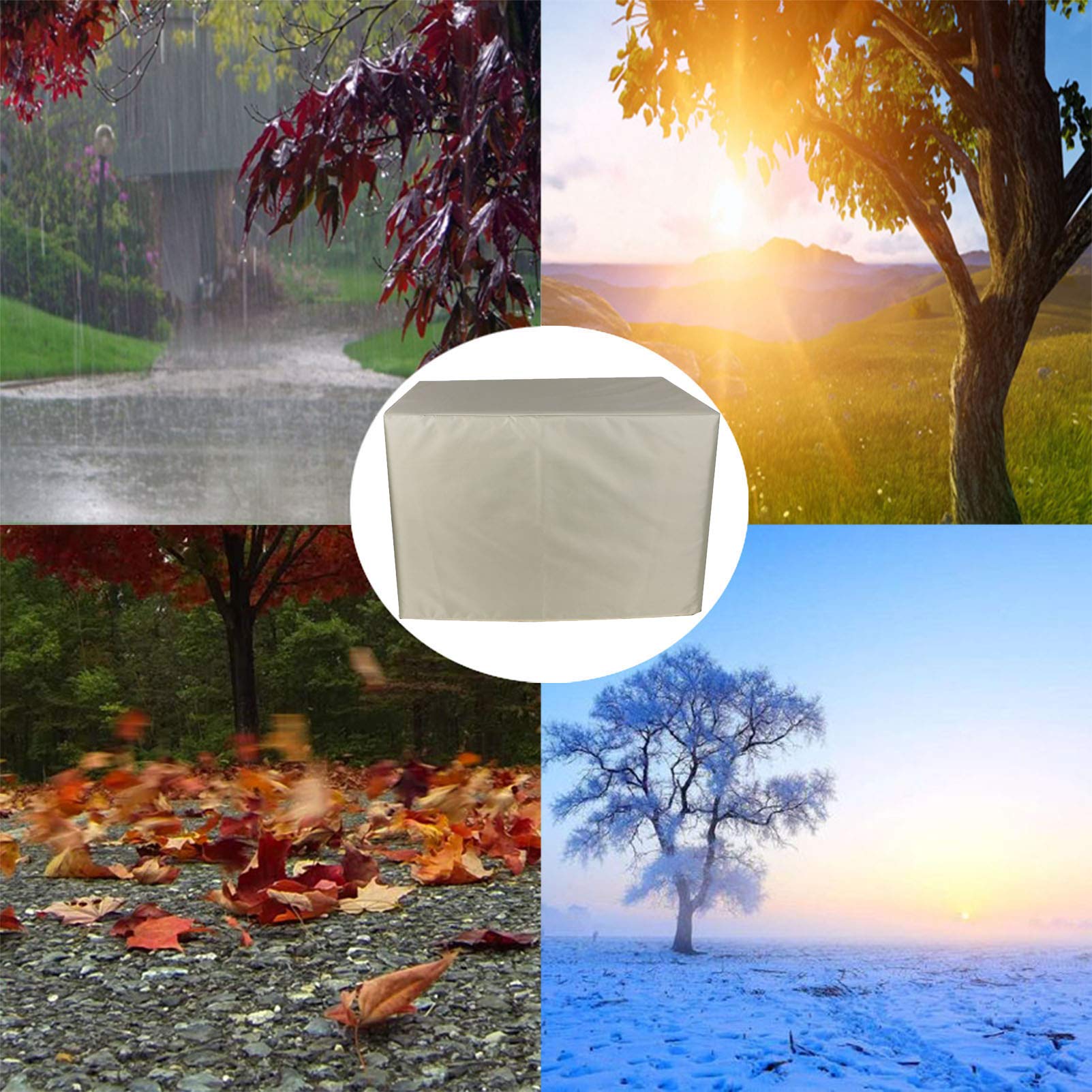 Waterproof 48x48x30in Heavy Duty 420D Oxford Cube Garden Furniture Covers - Outdoor Patio Table Covers for Rattan Furniture Sets, All-Weather Protection for Backyard, Deck, and Poolside Use