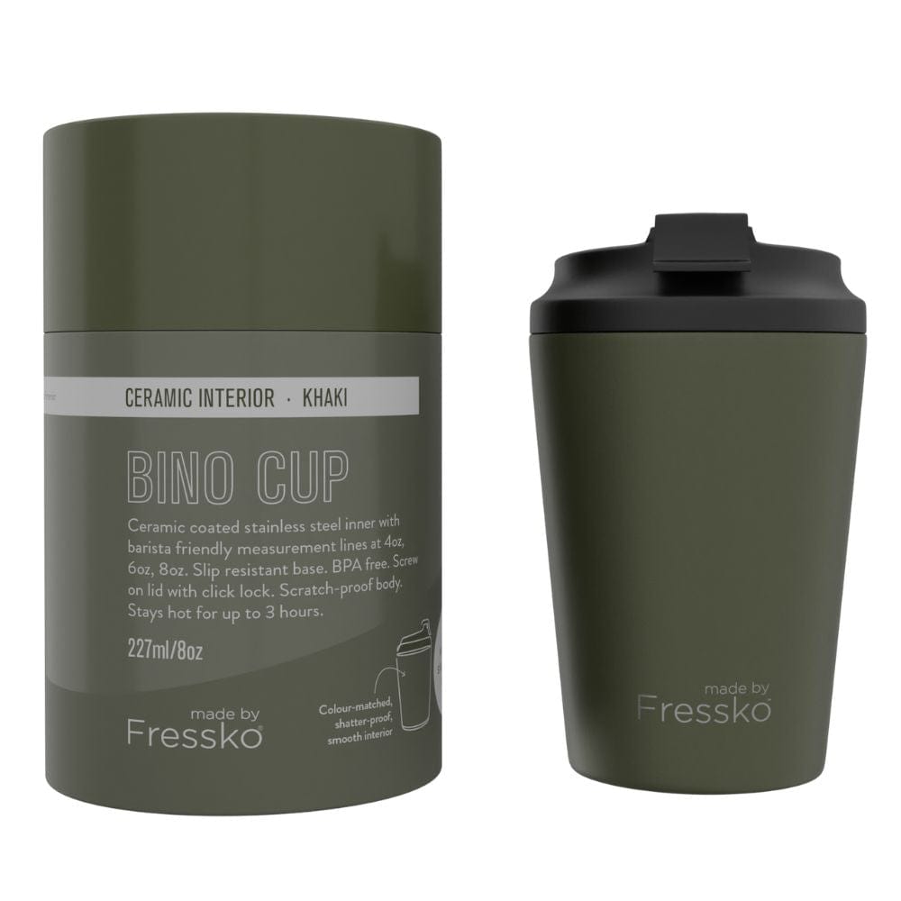 Fressko 8oz Reusable Coffee Cup with Ceramic Lining - Insulated Travel Mug for Hot & Cold Drinks - Perfect for Office, Commuting, and Outdoor Activities