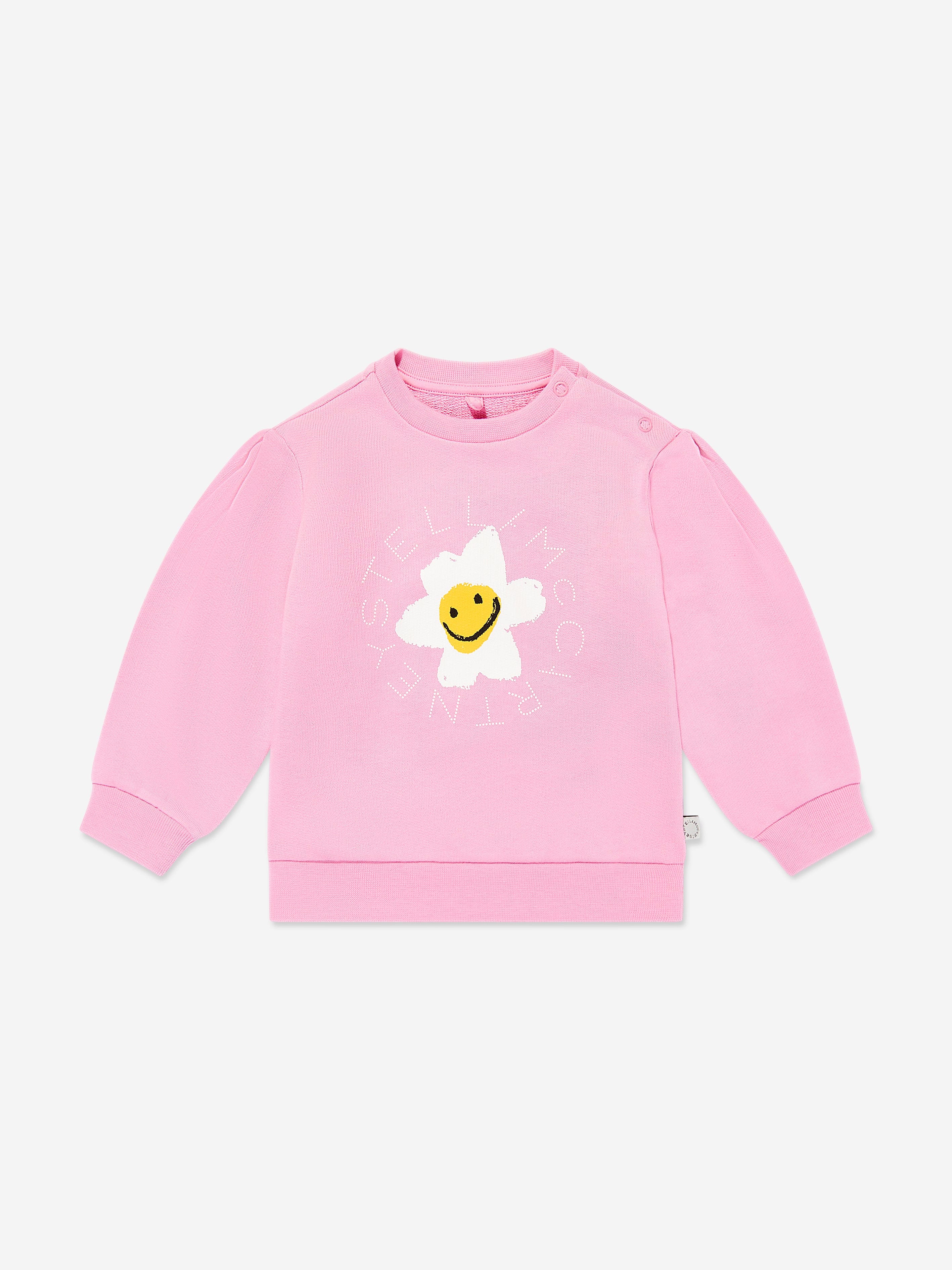 Adorable Pink Daisy Logo Sweatshirt for Baby Girls - Soft Cotton Pullover for Playdates & Family Outings