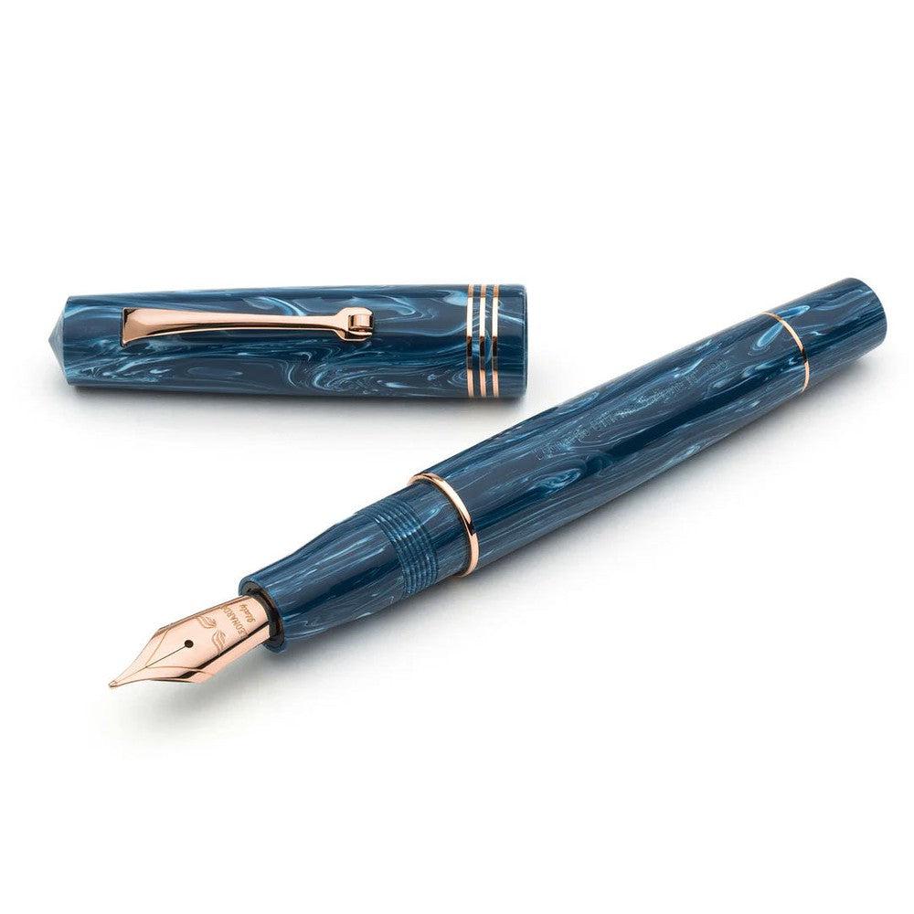 Leonardo Fountain Pen Momento Zero with 14K Gold Nib - Blue Positano Luxury Writing Instrument for Professionals & Collectors - Perfect for Signatures, Calligraphy & Gift Giving