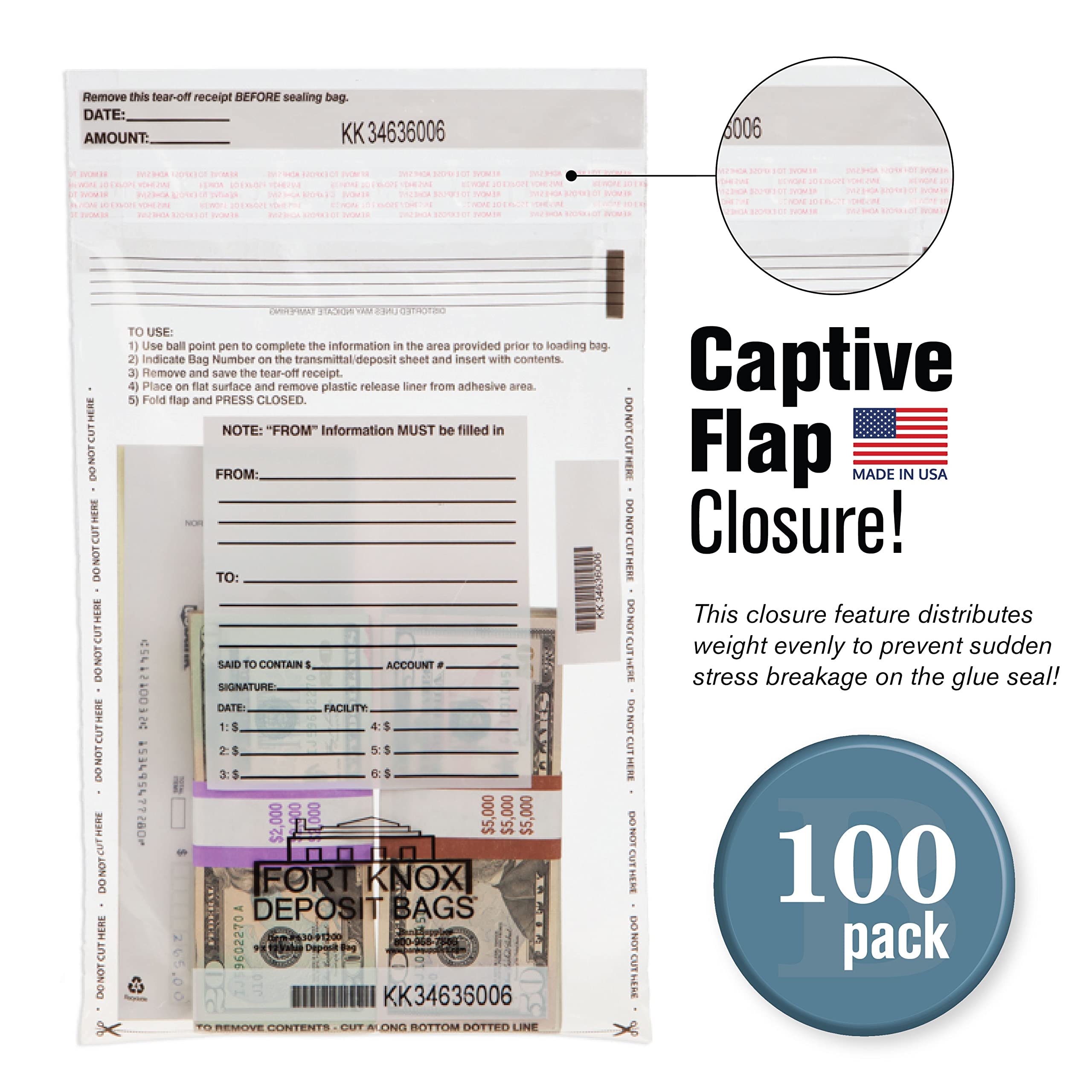 Heavy-Duty Dual-Handled Poly Coin Deposit Bags - 200 Pack for Bank Cash Deposits & Retail Cash Management