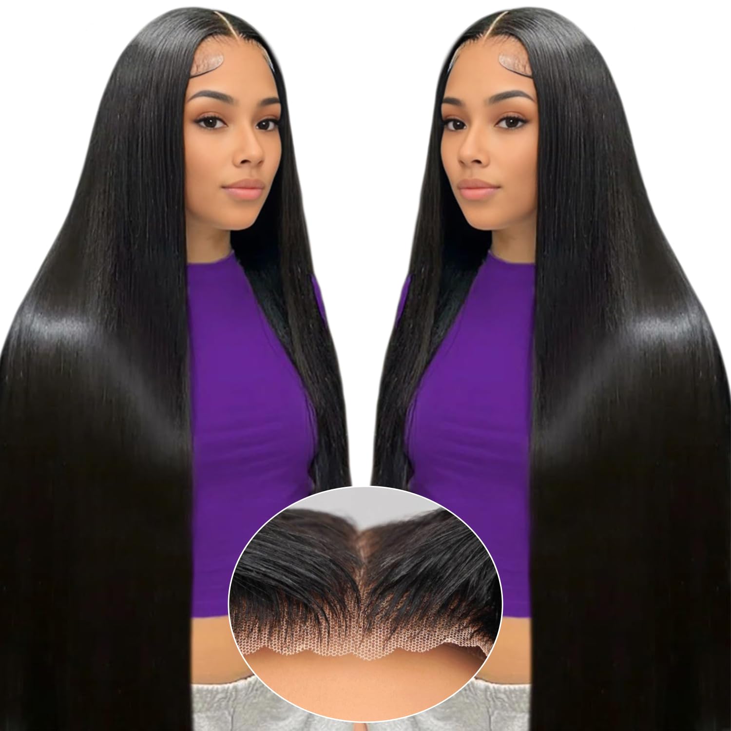 7x5 HD Lace Glueless Human Hair Wig - Pre Plucked Black Straight Wig with Baby Hair & Bye Bye Knots | 220 Density 28 Inch Natural Wigs for Black Women | Perfect for Daily Wear, Special Occasions & Protective Styling