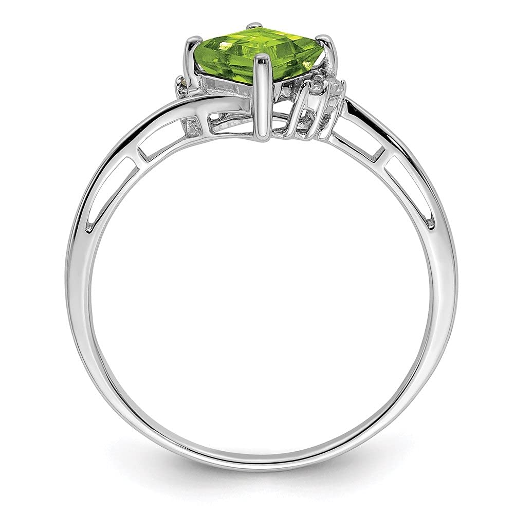 925 Sterling Silver Diamond & Peridot Square Engagement Ring (0.61ct) - Elegant Promise Ring for Women, Perfect for Proposals, Anniversaries & Special Occasions