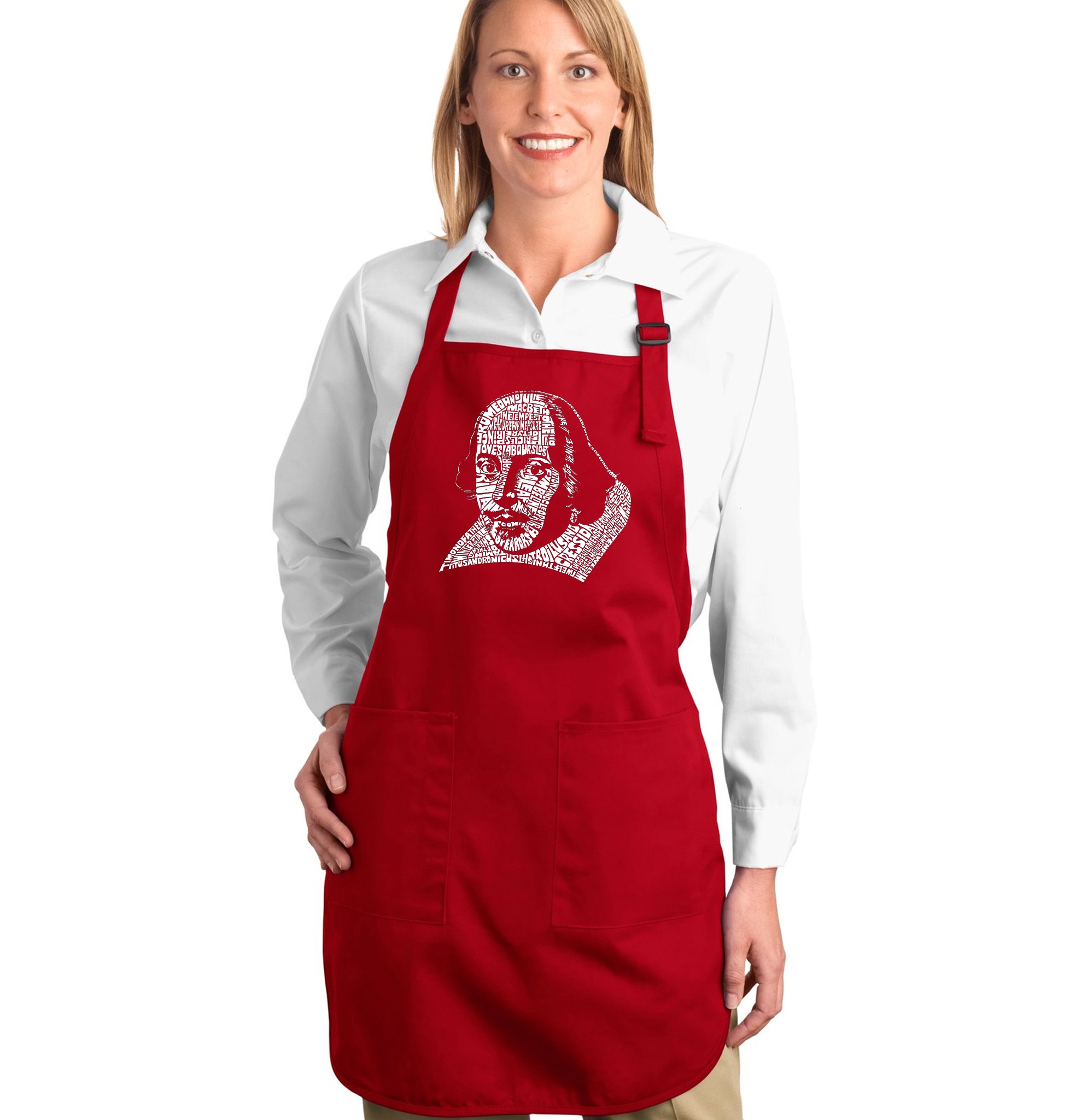 LA POP ART Word Art Apron - William Shakespeare Quote Kitchen Apron for Cooking, Baking & BBQ - Funny Literary Gift for Book Lovers & Teachers