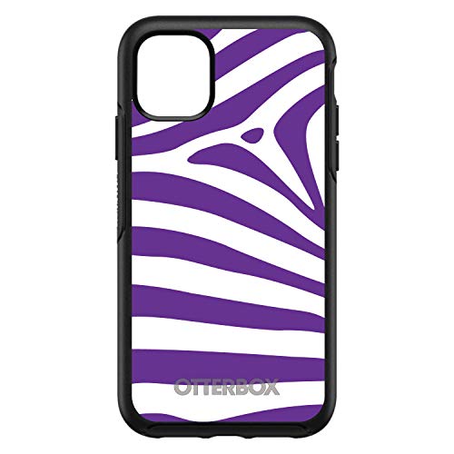 Purple & White Zebra Skin Stripes On Black Case