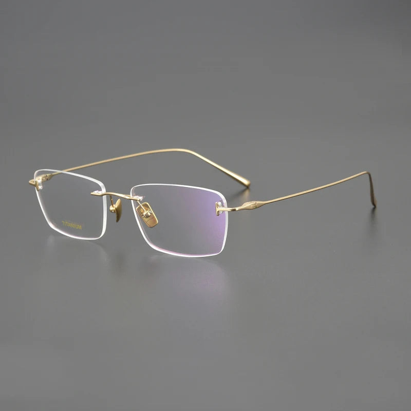 Stylish Unisex Black Rimless Rectangle Titanium Eyeglasses FT5678 - Lightweight & Durable for Work, Reading & Everyday Wear