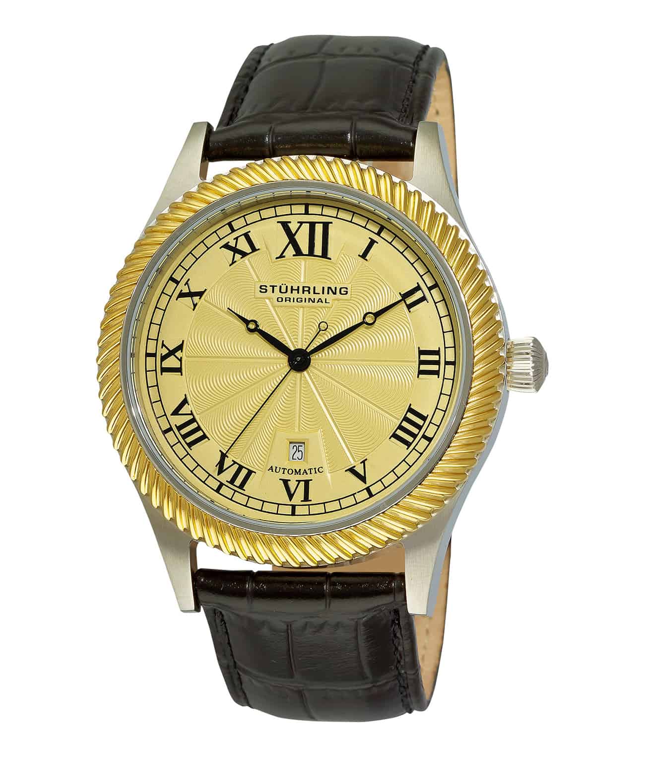 White Dial / Rose Case / Brown Leather Strap Rose Gold Layered Tang Buckle