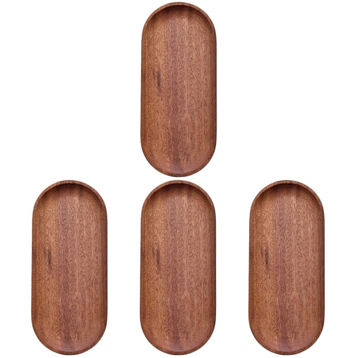 DOITOOL 4-Piece Wooden Serving Tray Set - Coffee Table Tray, Ottoman Tray, Fruit Plate & Snack Dish for Desserts, Food Display - Perfect for Living Room, Bedroom & Entertaining Guests