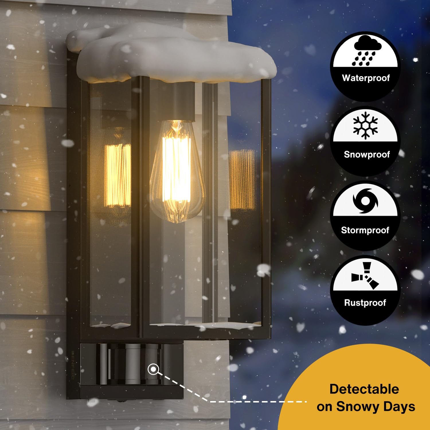 Motion Sensor Outdoor Wall Lights - Dusk to Dawn Security Lighting, Modern Black Square Exterior Wall Lantern with 3 Brightness Modes, Waterproof IP65 for Garage, Porch, Patio & Backyard (Bulb Not Included) - Ideal for Home Security, Pathway Illumination & Nighttime Safety