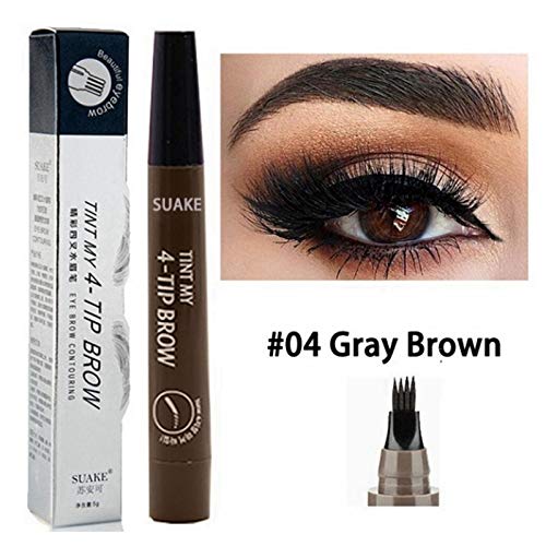 Waterproof Eyebrow Pencil with 4 Tips - Long Lasting Natural Makeup for Daily Use