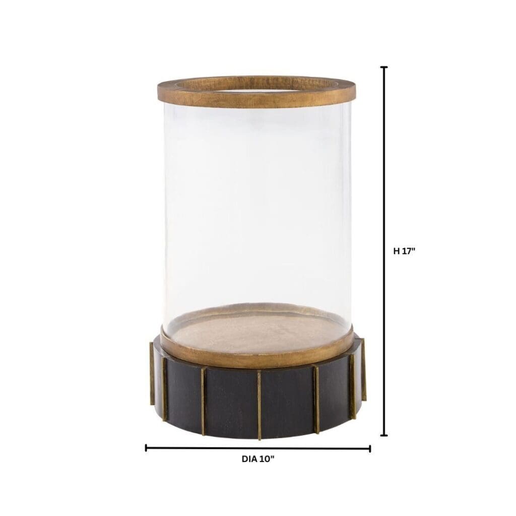 Cyan Design 11640 Reed Tabletop Hurricane Candle Holder - Antique Brass & Dark Brushed Mango Finish - Perfect for Dining Table Centerpiece, Wedding Decor, and Home Accent Lighting
