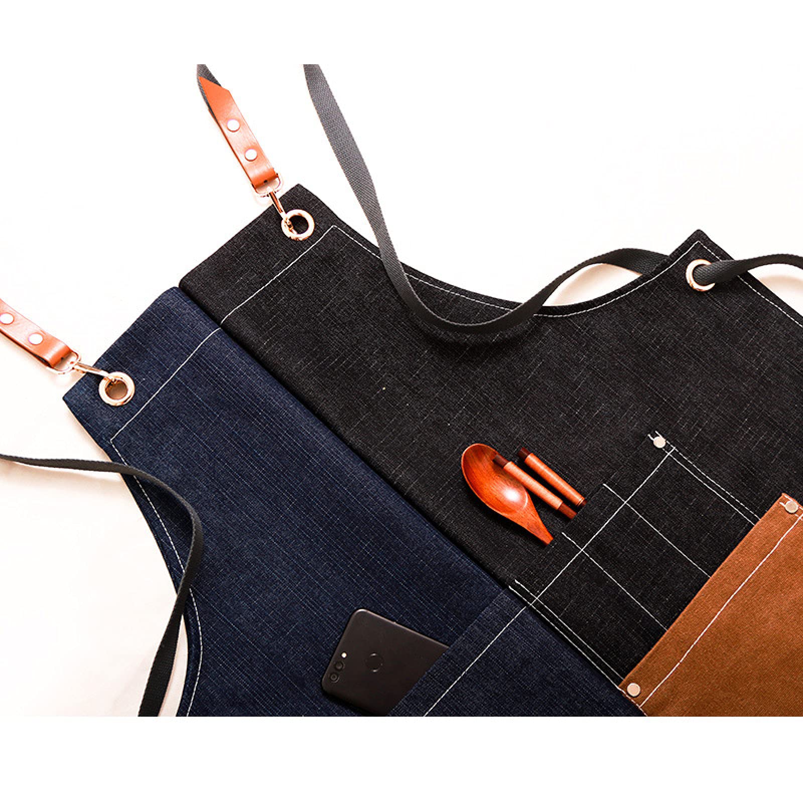 Premium Denim Cooking Apron for Chefs, Baristas & Florists - Heavy Duty Work Apron for Restaurants, Cafes & Flower Shops - Perfect for Cooking, Baking & Gardening