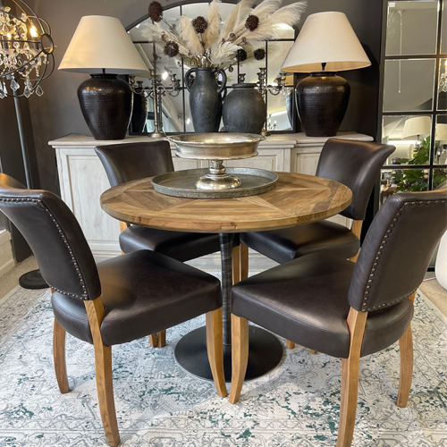 York 100cm Round Dining Table - Perfect for Small Spaces, Kitchen Nooks & Cozy Breakfast Areas | 1 Meter Modern Dining Table for 4