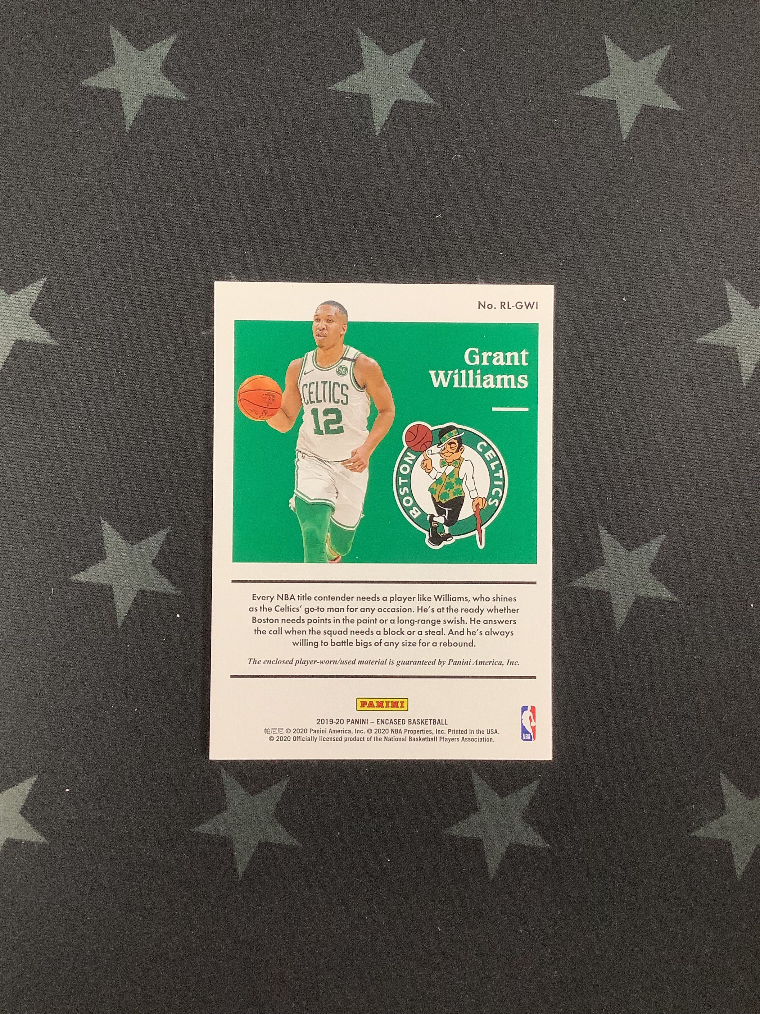 2019-20 Panini Encased Basketball Grant Williams Rookie Patch Autograph Card #RL-GWI /25 - NBA Collectible for Fans & Memorabilia Enthusiasts