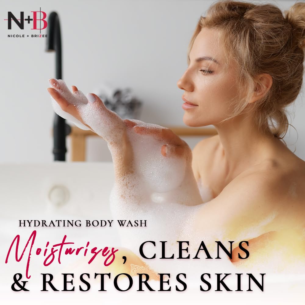 N+B Hydrating Body Wash for Men & Women - Moisturizing Skin Care with Argan Oil & Vitamin E | Sulfate, Paraben & Gluten Free | Cruelty-Free & Made in USA | 8 oz | Perfect for Dry Skin & Daily Shower Routine