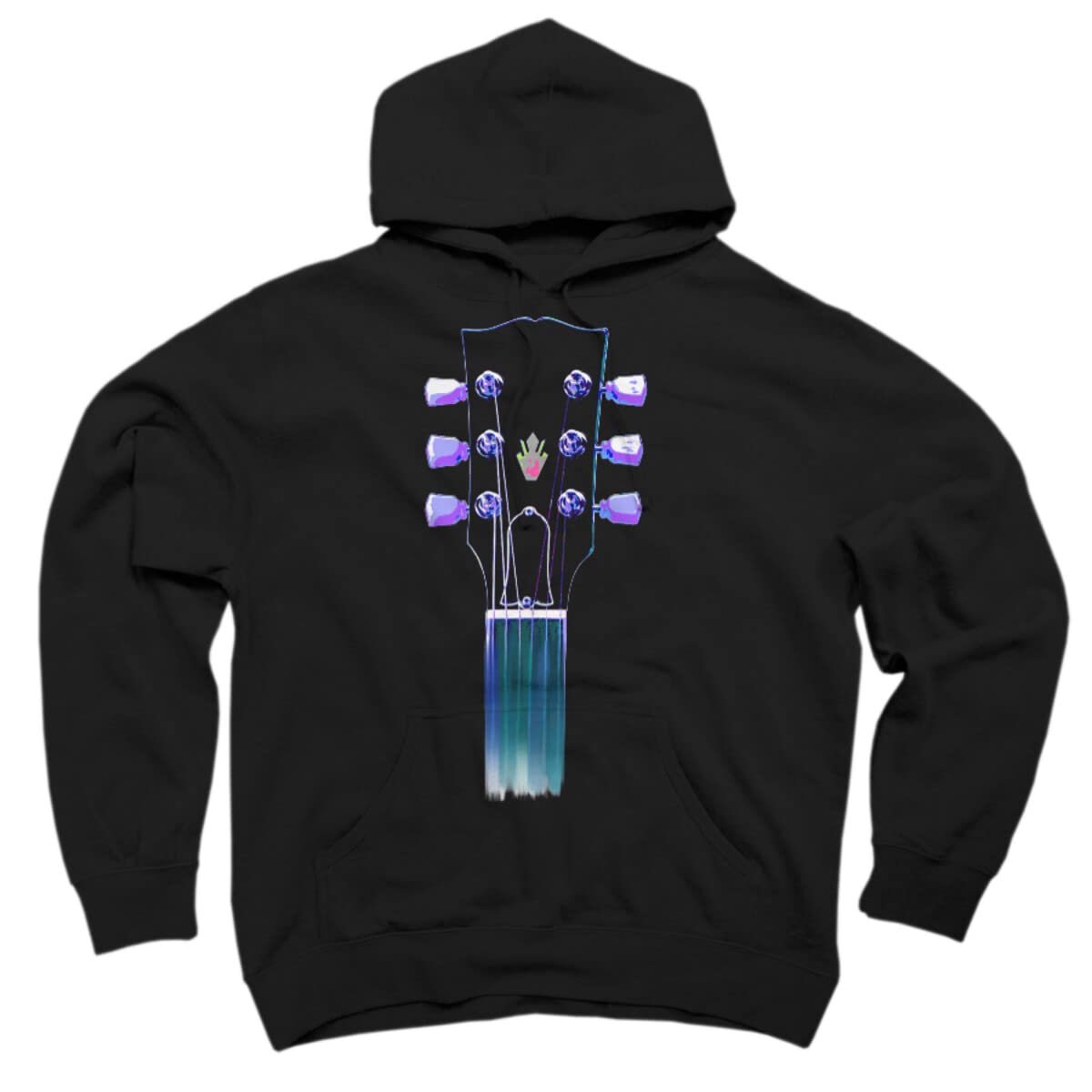 Design By Humans Unisex Acoustic Headstock Pullover Hoodie - Soft Cotton Sweatshirt for Music Lovers - Perfect for Concerts, Studio Sessions & Casual Wear