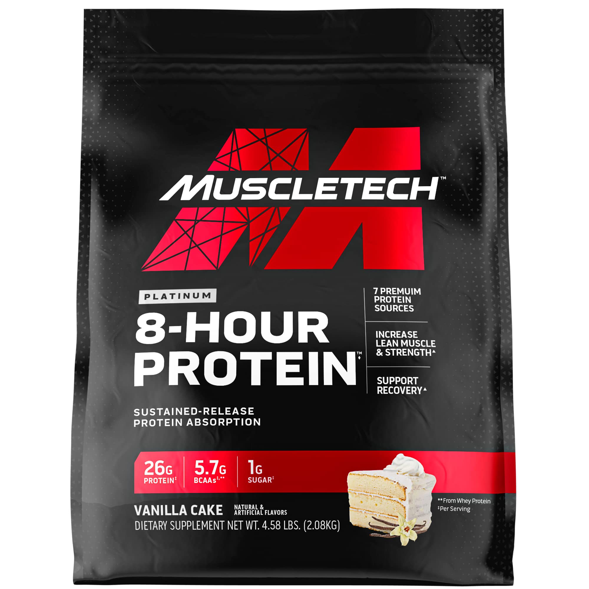 MuscleTech Phase8 Whey & Casein Protein Powder - 8-Hour Slow Release Protein for Muscle Growth | Vanilla Flavor 4.58lbs | Pre/Post Workout Supplement for Men & Women | Gym Recovery & Lean Muscle Building