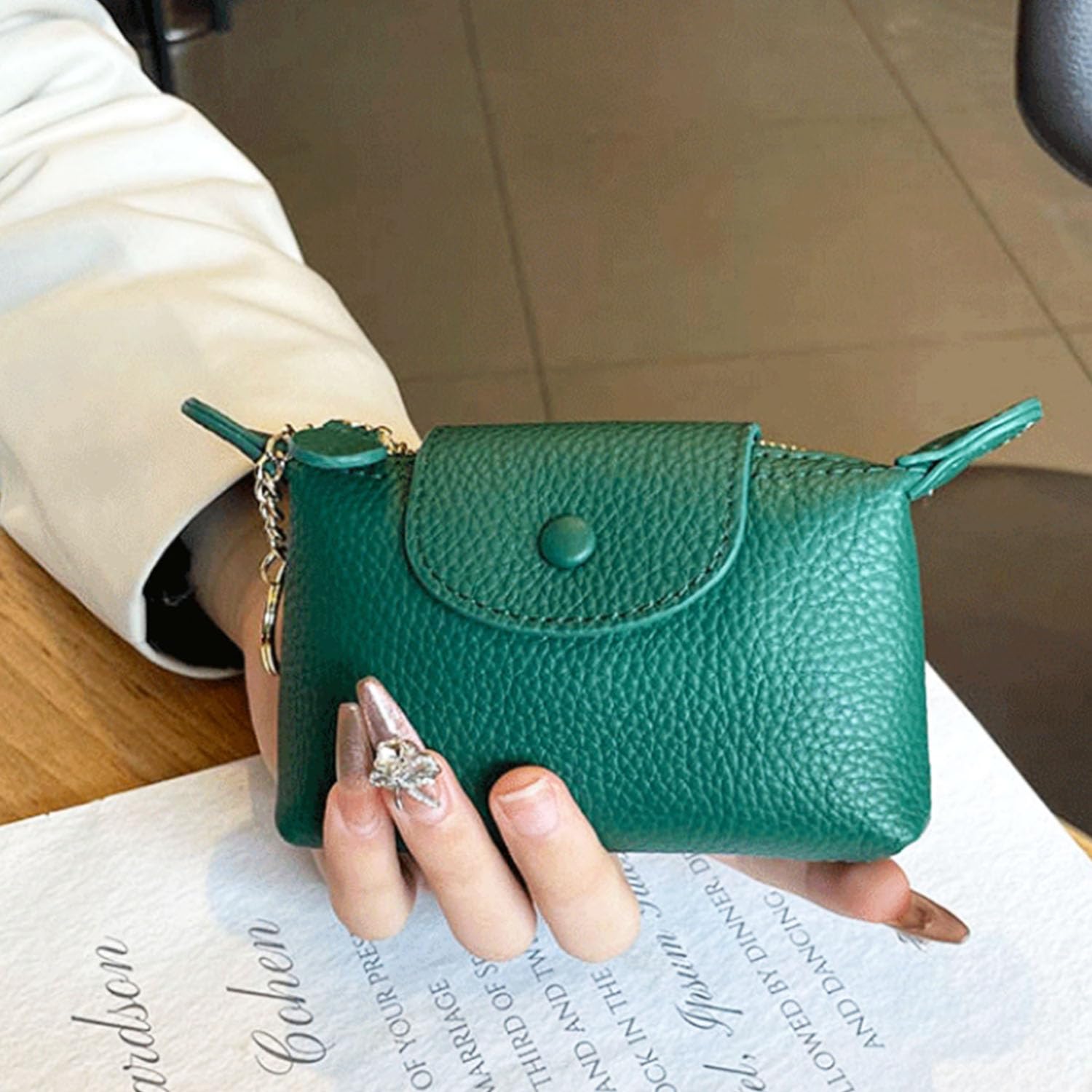 Women's Soft Leather Mini Coin Purse & Keychain Wallet with Zipper - Compact Key Holder Organizer for Cash, Credit Cards, and Coins - Ideal for Everyday Carry, Travel Essentials, and Gift Giving - Perfect for Handbags, Key Rings, and On-the-Go Convenience