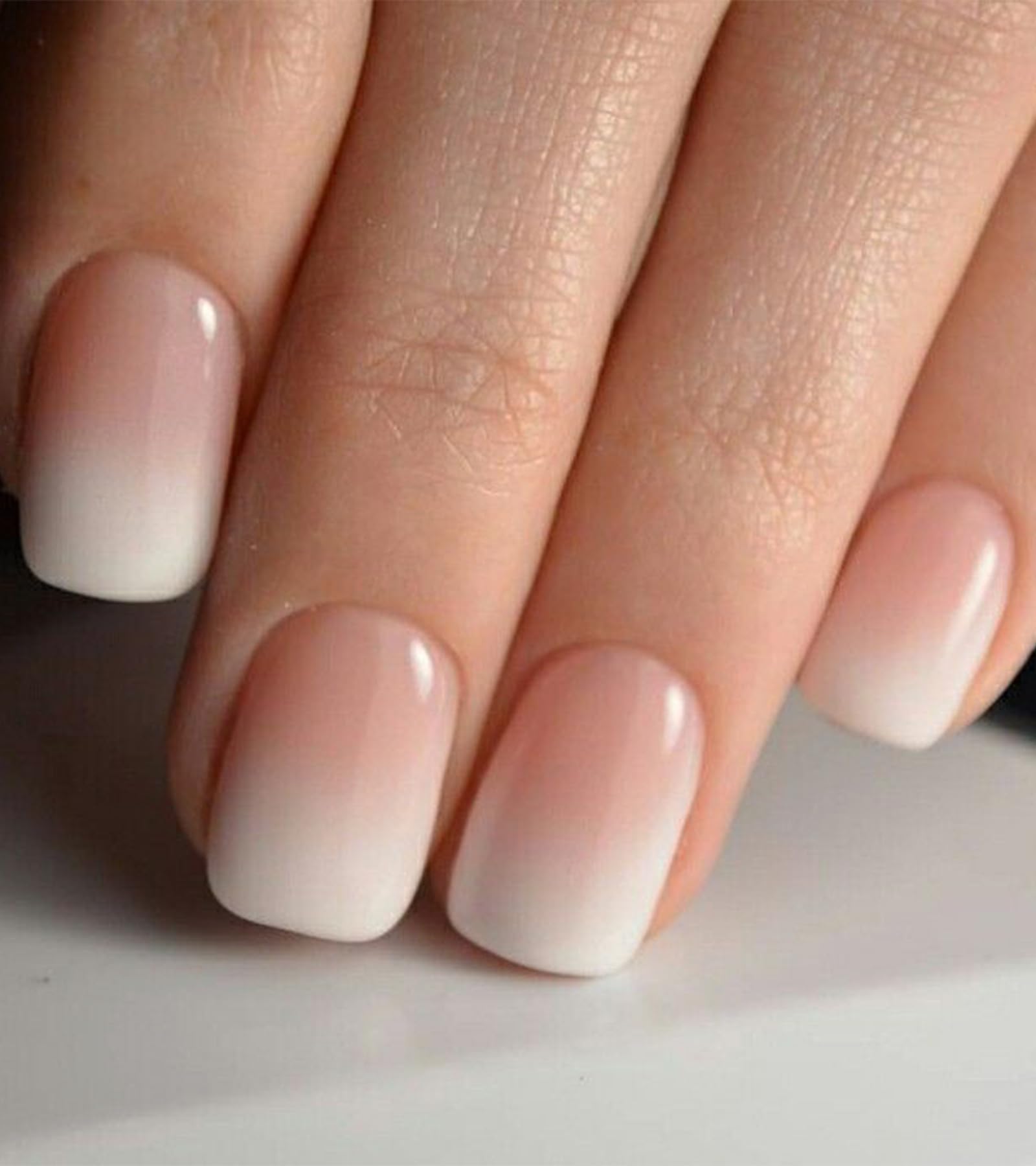 24pcs Short Press On Nails - Ombre Square Fake Nails with French Tip Design, 12 Sizes Stick On Nails Kit with Jelly Stickers for Easy Application | Perfect for Parties, Weddings & Everyday Wear