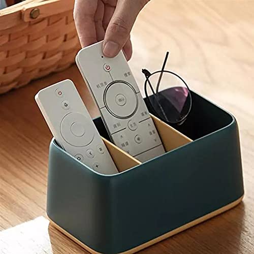 Desktop Remote Control Storage Box - Multi-Grid Organizer for Home & Office - Perfect for Storing Remotes, Keys, and Small Accessories (Blue)