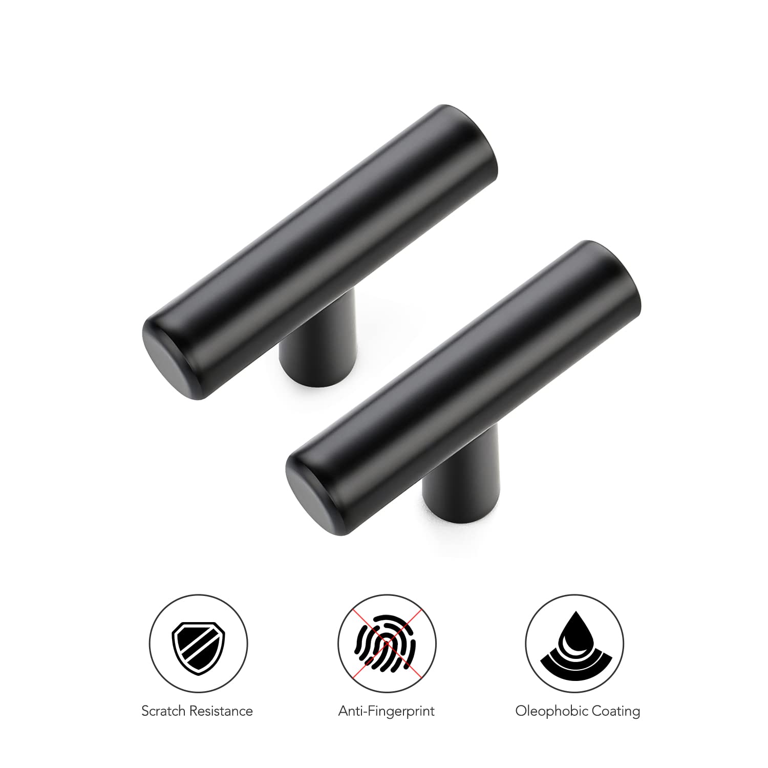 Stainless Steel Matte Black Kitchen Cabinet Handles - 2 Inch Modern Cabinet Pulls (15 Pack) for Drawers, Cupboards & Furniture - Durable Hardware for Home & Office Renovation
