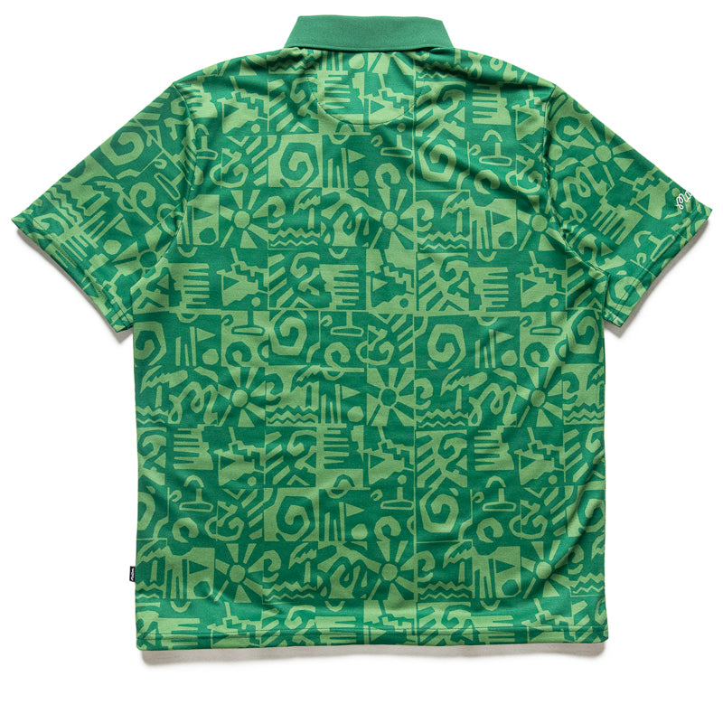 Malbon Golf Mezzo Performance Pique Printed Polo Shirt for Men - Breathable Moisture-Wicking Golf Apparel in Kelly Green - Perfect for Golf Courses, Country Clubs & Casual Wear