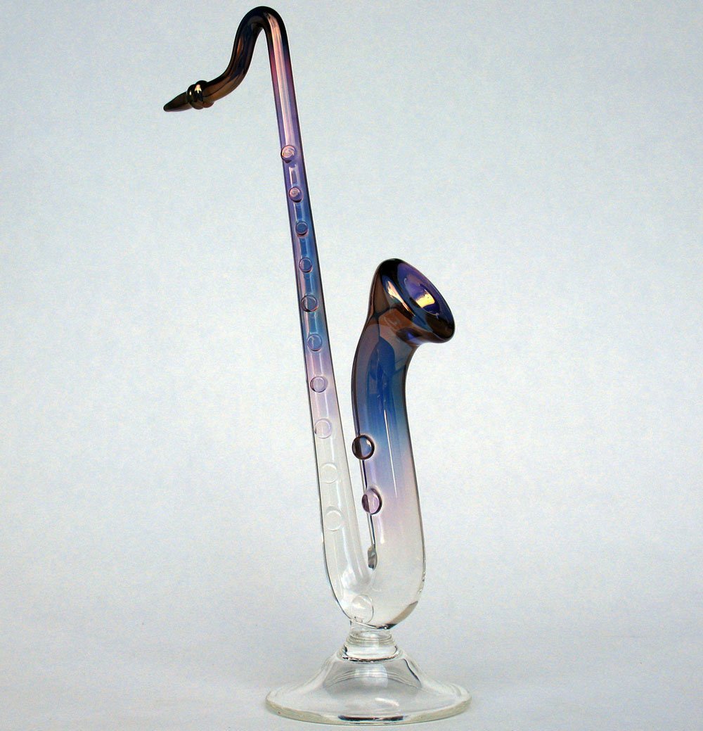 Hand Blown Glass Saxophone Figurine - Unique Musical Instrument Decor for Jazz Lovers & Home Office Decoration - Perfect Gift for Musicians & Collectors