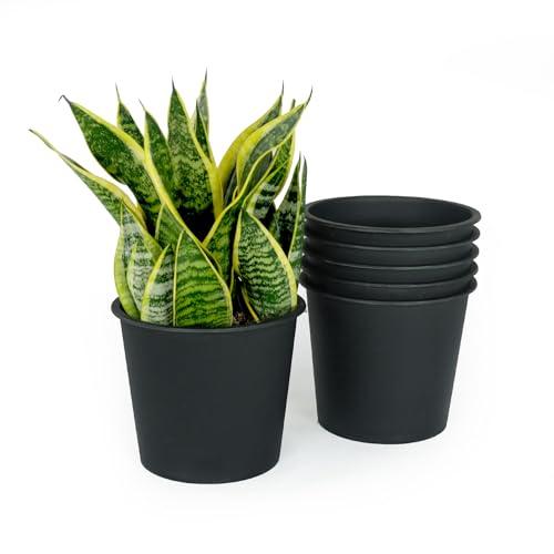Catleza 5-Pack Plastic Plant Pots for Nursery & Garden with Drainage Holes - Ideal for Indoor Plants, Succulents, Herbs & Seedlings