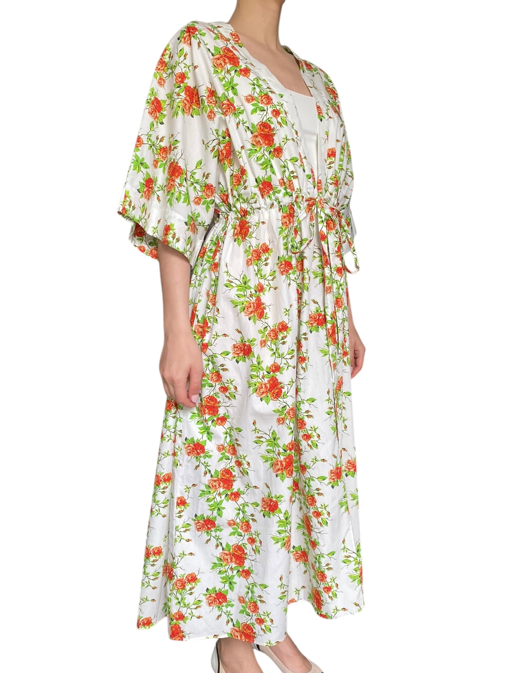 Emilia Wickstead Orange Floral Zarina Long Kaftan Dress - Elegant Boho Maxi Dress for Women | Perfect for Beach Vacations, Summer Parties & Resort Wear