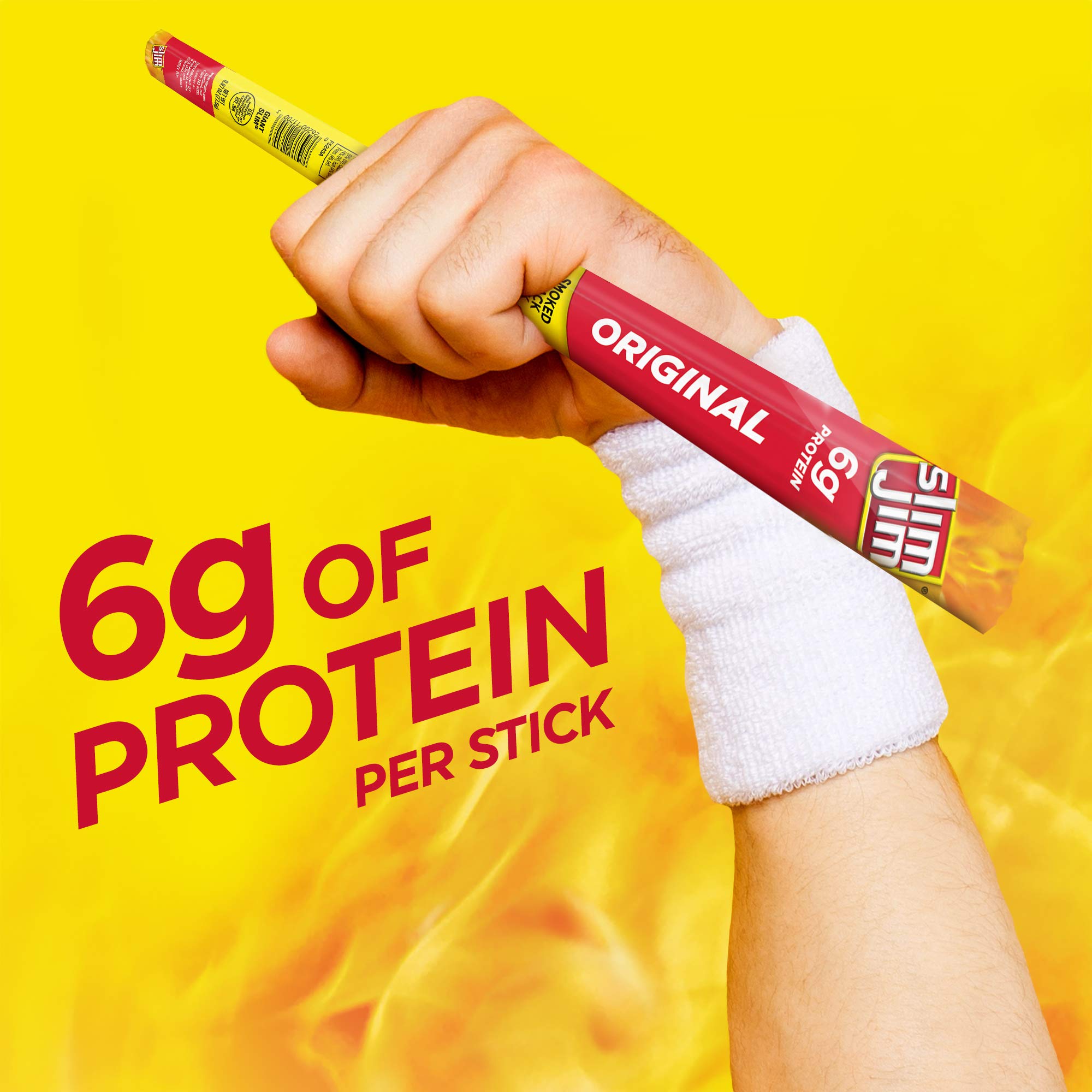 Slim Jim Giant Sized Original Snack Stick - 0.97oz Meat Snacks for School, Work & Travel | High Protein On-the-Go Snack for Road Trips, Hiking & Office Breaks