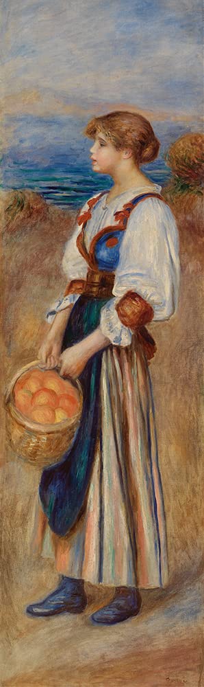 Pierre-Auguste Renoir Girl with Basket of Oranges Art Print - 10x24 Black Modern Framed Double Matted Museum Quality Reproduction (Marchande D'Oranges, c.1890) - Perfect for Living Room, Bedroom & Office Wall Decor