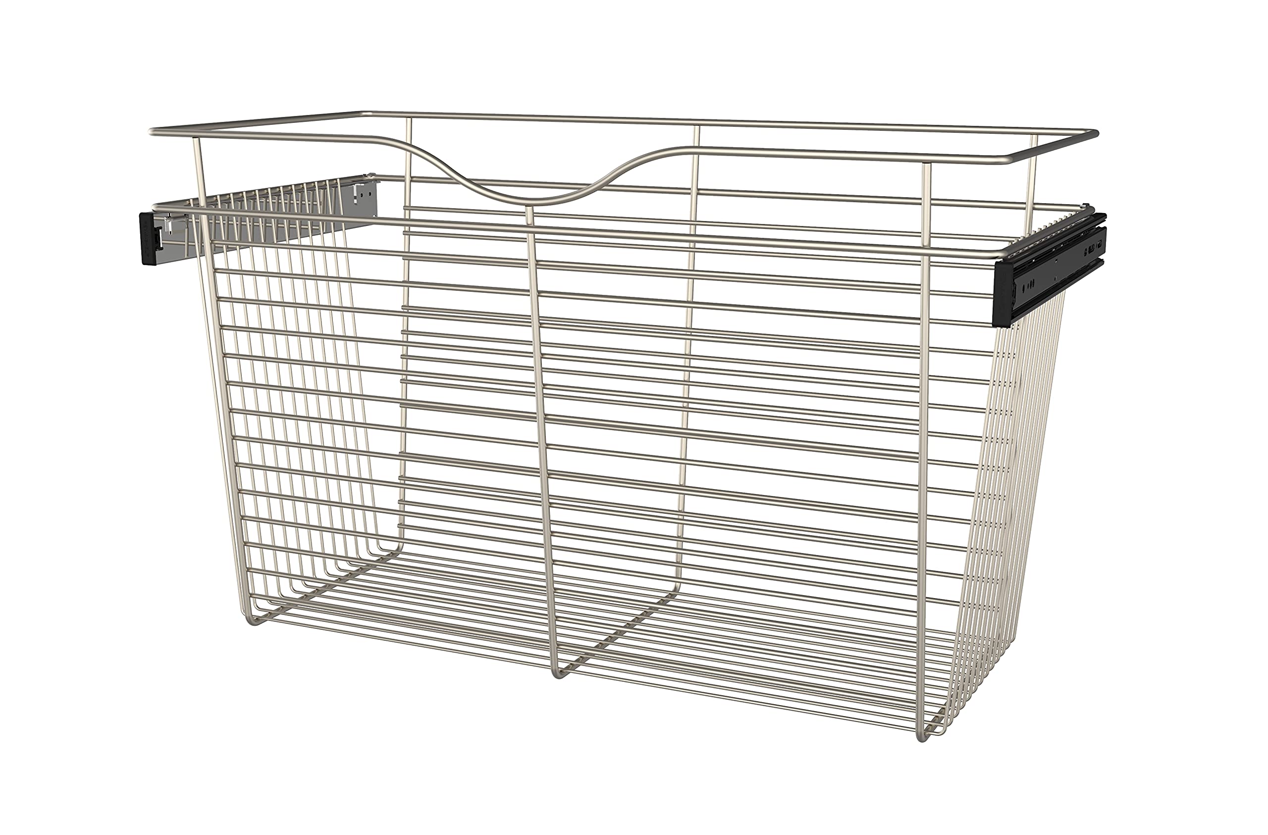 Rev-A-Shelf CB-301418SN-1 Satin Nickel Closet Pull-Out Basket - Space Saving Organizer for Bedroom, Bathroom & Walk-In Closet Storage Solutions