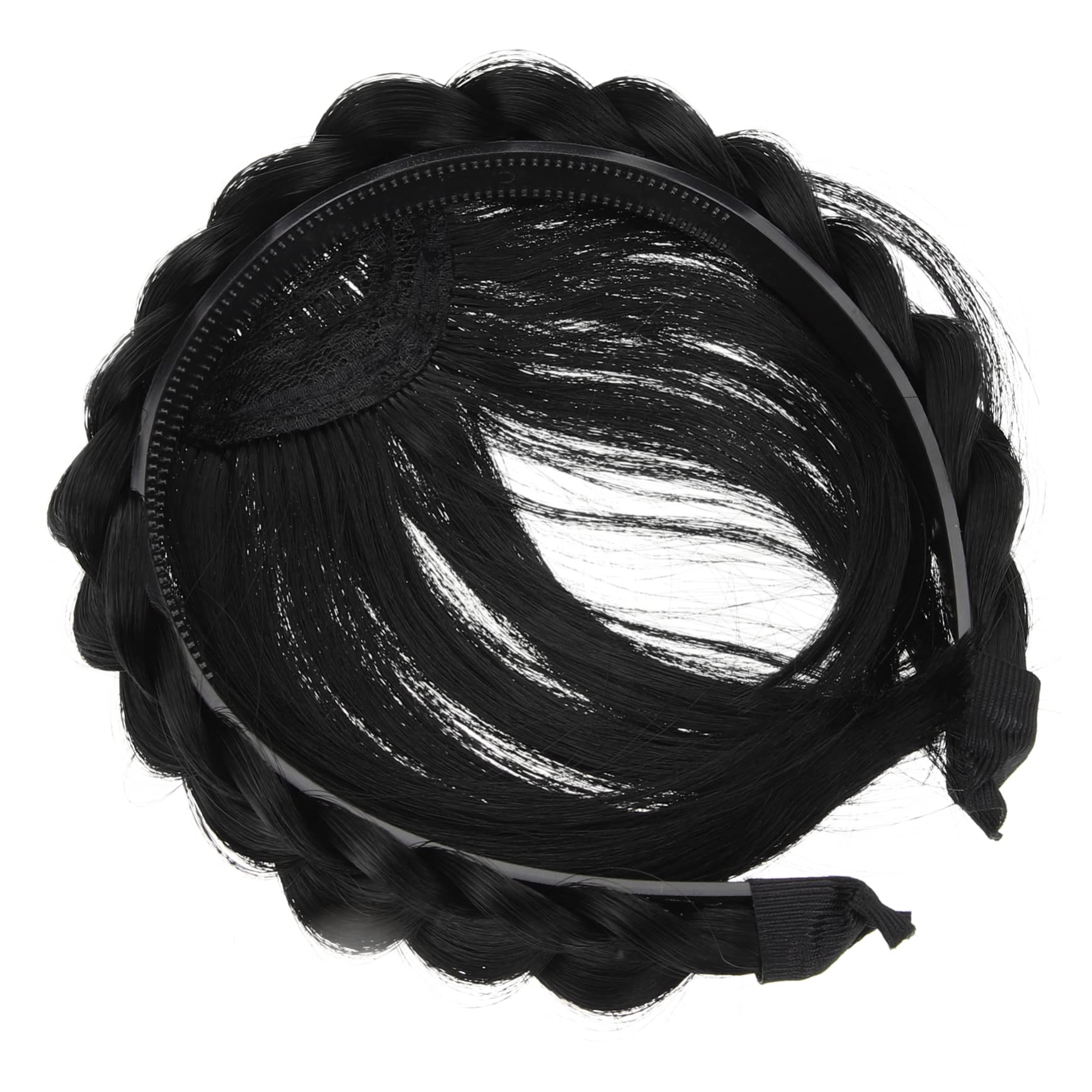 Minkissy 2-Piece Plated Headband Wig Set with Fake Bangs - Women's Hair Extensions & Hairpieces for Wigs with Bangs, High-Temperature Wire Artificial Braid - Perfect for Cosplay, Daily Wear & Special Occasions