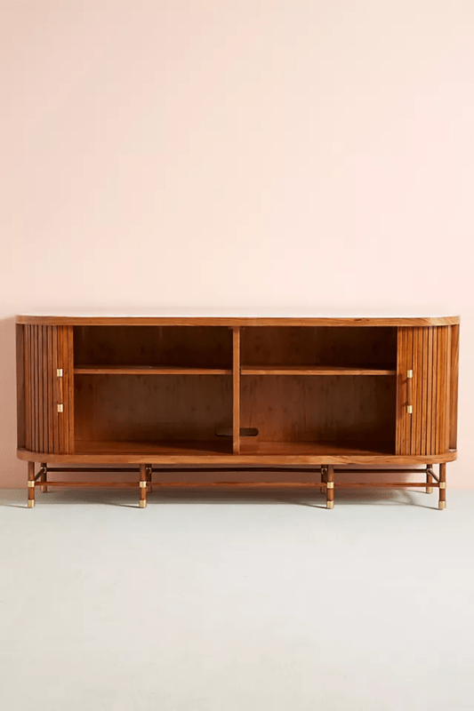 Hand Carved Deluxe Tamboured Buffet Sideboard - Solid Wood Dining Room Storage Cabinet for Fine China & Linens - Perfect for Entertaining & Formal Dining Rooms