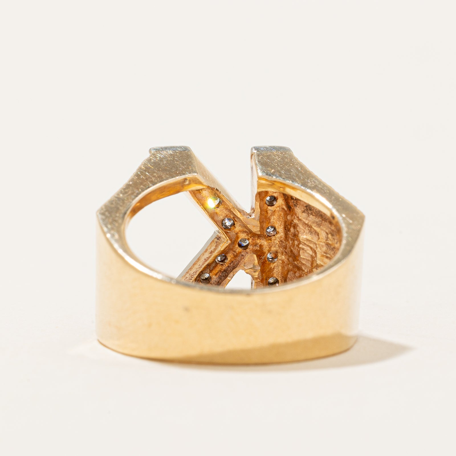 Diamond 'K' Initial Ring | 0.42ctw | Size 4 | 14K Gold Personalized Letter Ring for Women | Perfect Gift for Birthday, Anniversary & Valentine's Day