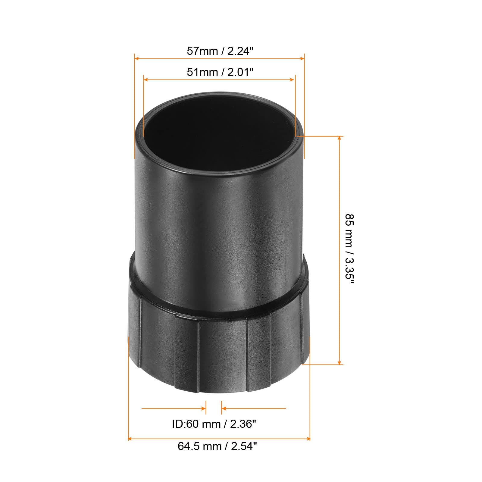 PATIKIL Vacuum Hose Adapter 60mm to 51mm - Wet/Dry Vacuum Cleaner Attachment Converter for Shop Vacs & Industrial Cleaning | Universal Coupler Replacement for Home, Garage & Workshop Use