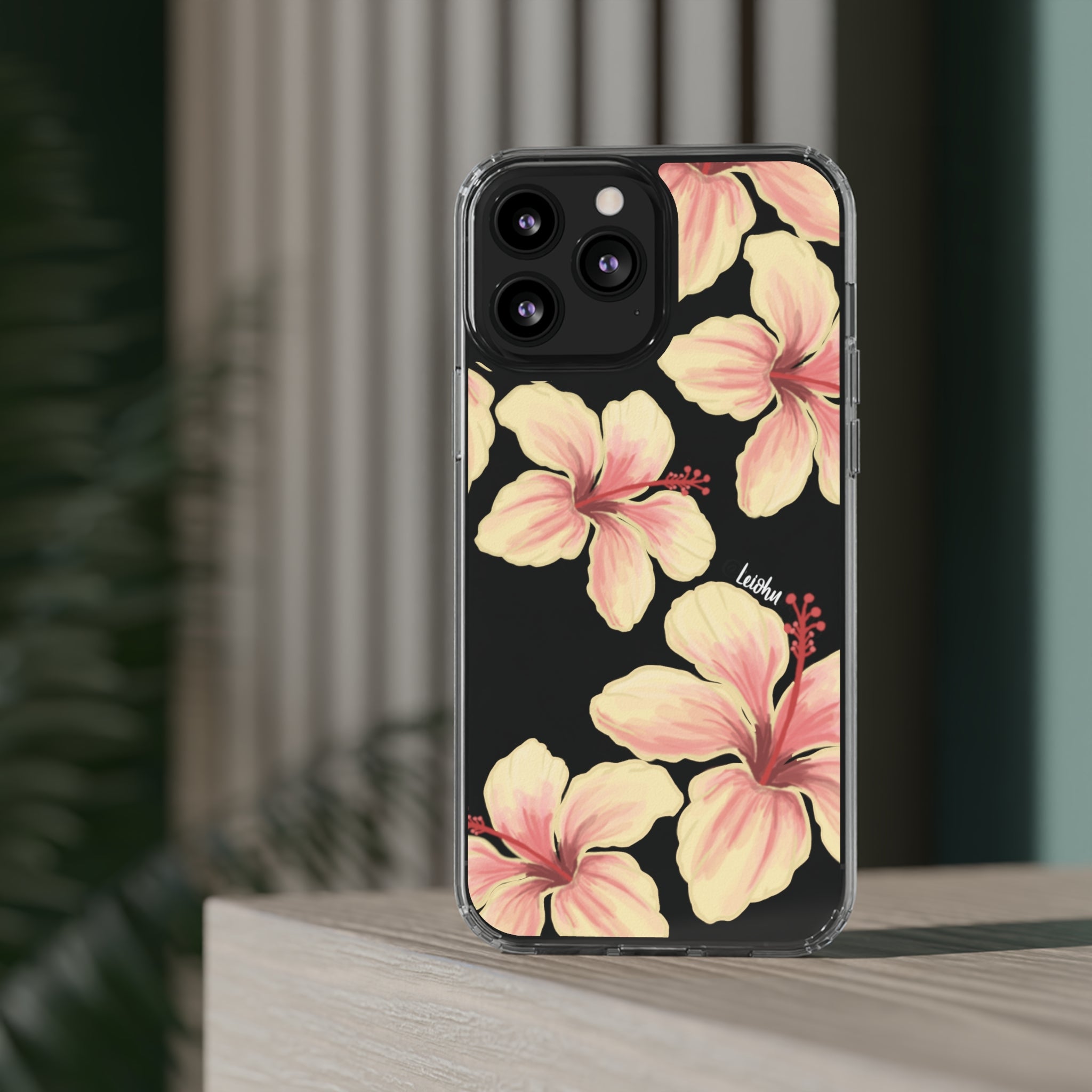 Premium Clear Hibiscus Ke'oke'o Phone Case - Shatterproof Protective Cover for iPhone & Samsung - Perfect for Beach, Travel & Everyday Use