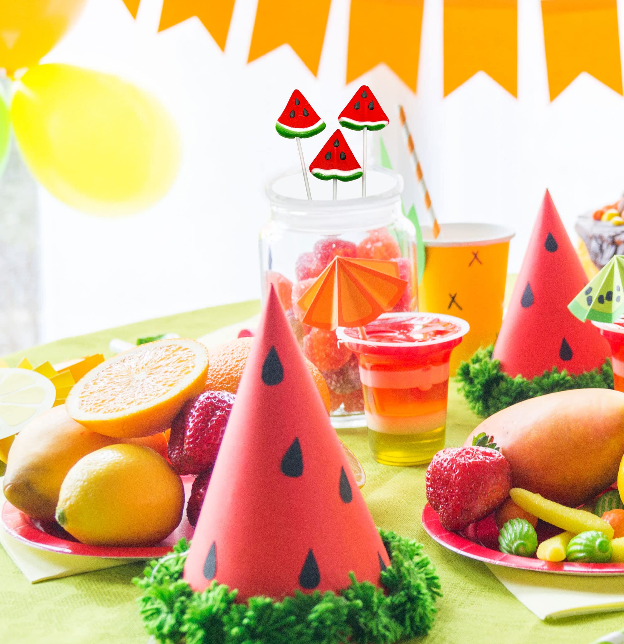 Juicy Watermelon Candy Lollipops - 12 Individually Wrapped Suckers - Sweet Summer Party Favors for Kids Birthday, Pool Party & Wedding Candy Buffet - Perfect for BBQ, Goodie Bags & Hand-Decorated Dessert Tables