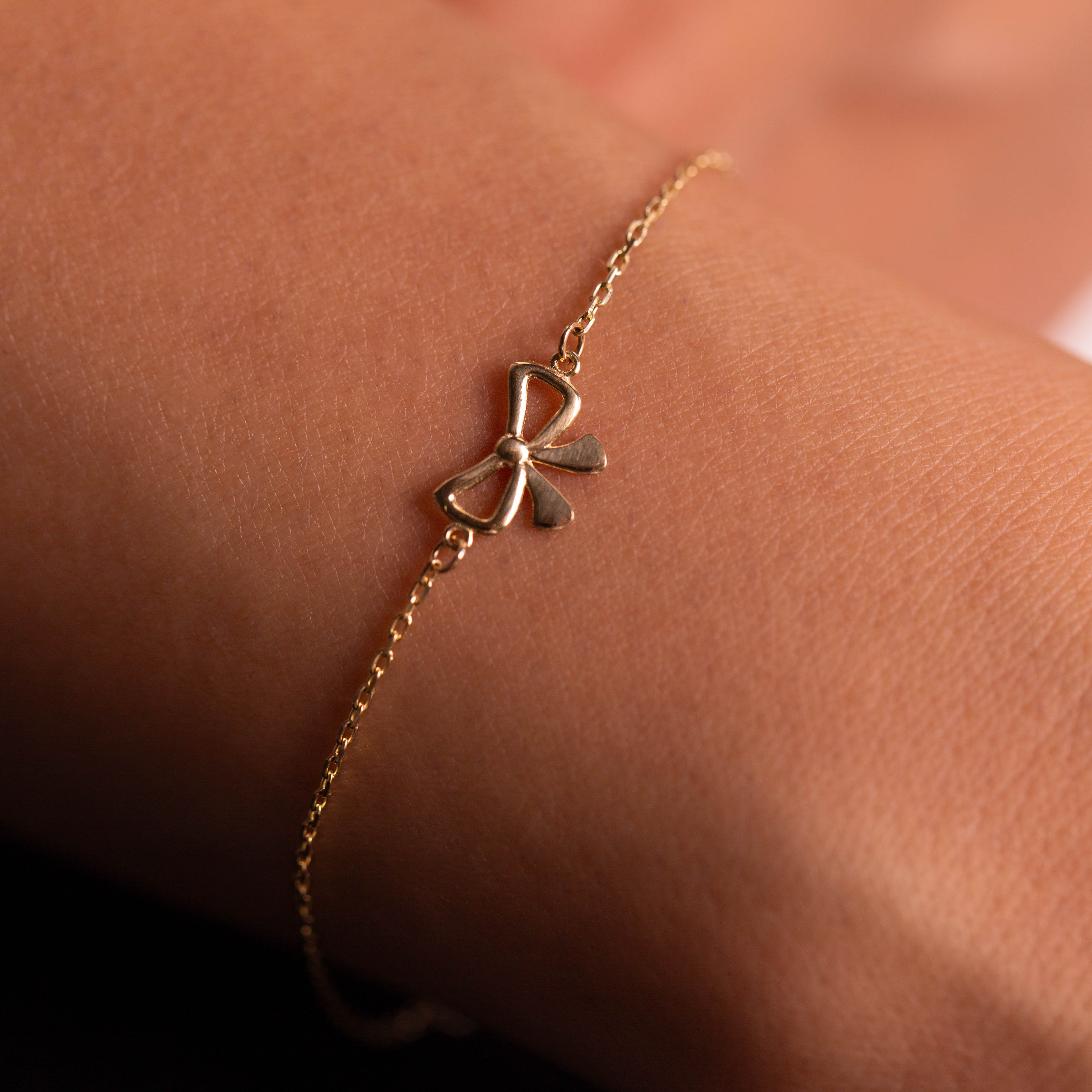 10k Gold Micro Bow Bracelet - Elegant & Dainty Jewelry for Women - Perfect for Gifts, Parties & Everyday Wear