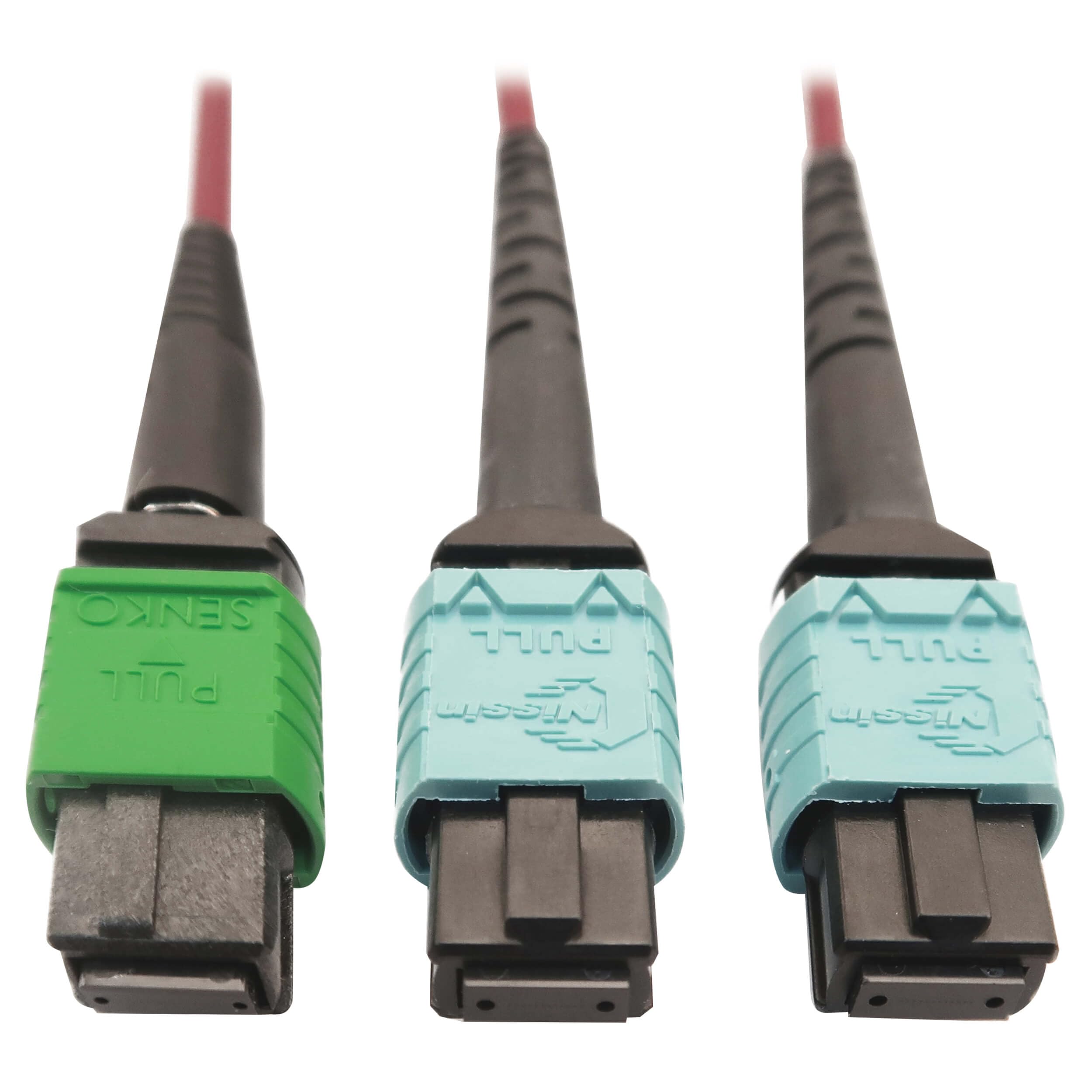 Tripp Lite 400GB OM4 Multimode Fiber Optic Ethernet Cable - 50/125 Plenum Rated, 16F MTP/MPO-APC to 2X 12F MTP/MPO-UPC (F/F), 3m Magenta (N846D-03M-16DMG) - Ideal for High-Speed Data Centers & Enterprise Networks