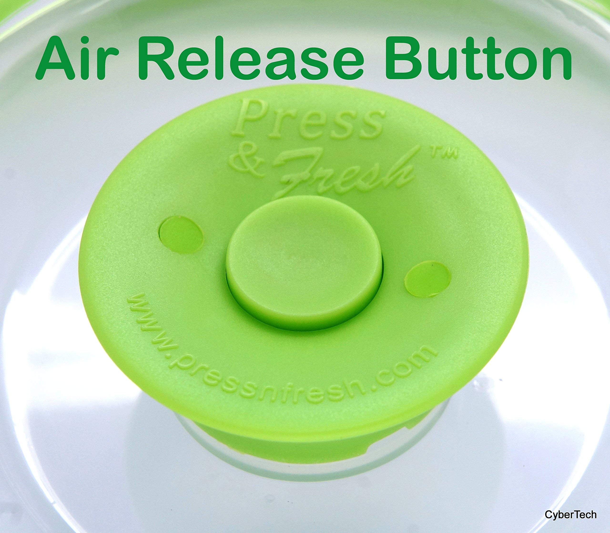 Press n Fresh Universal Vacuum Sealer Lid - Airtight Food Storage Container Cover for 9 & 7 Inch Plates (Green) | Stackable, Dishwasher Safe, BPA Free | Perfect for Meal Prep, Leftovers & Refrigerator Organization