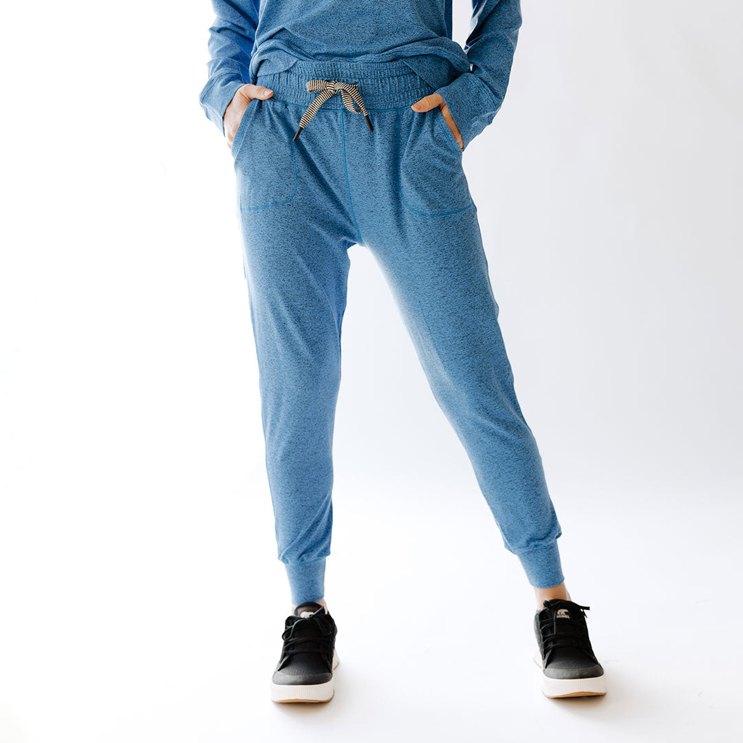 Comfortable Cobalt Travel Joggers for Men & Women - Lightweight Stretch Pants for Airplane, Road Trips & Lounge Wear