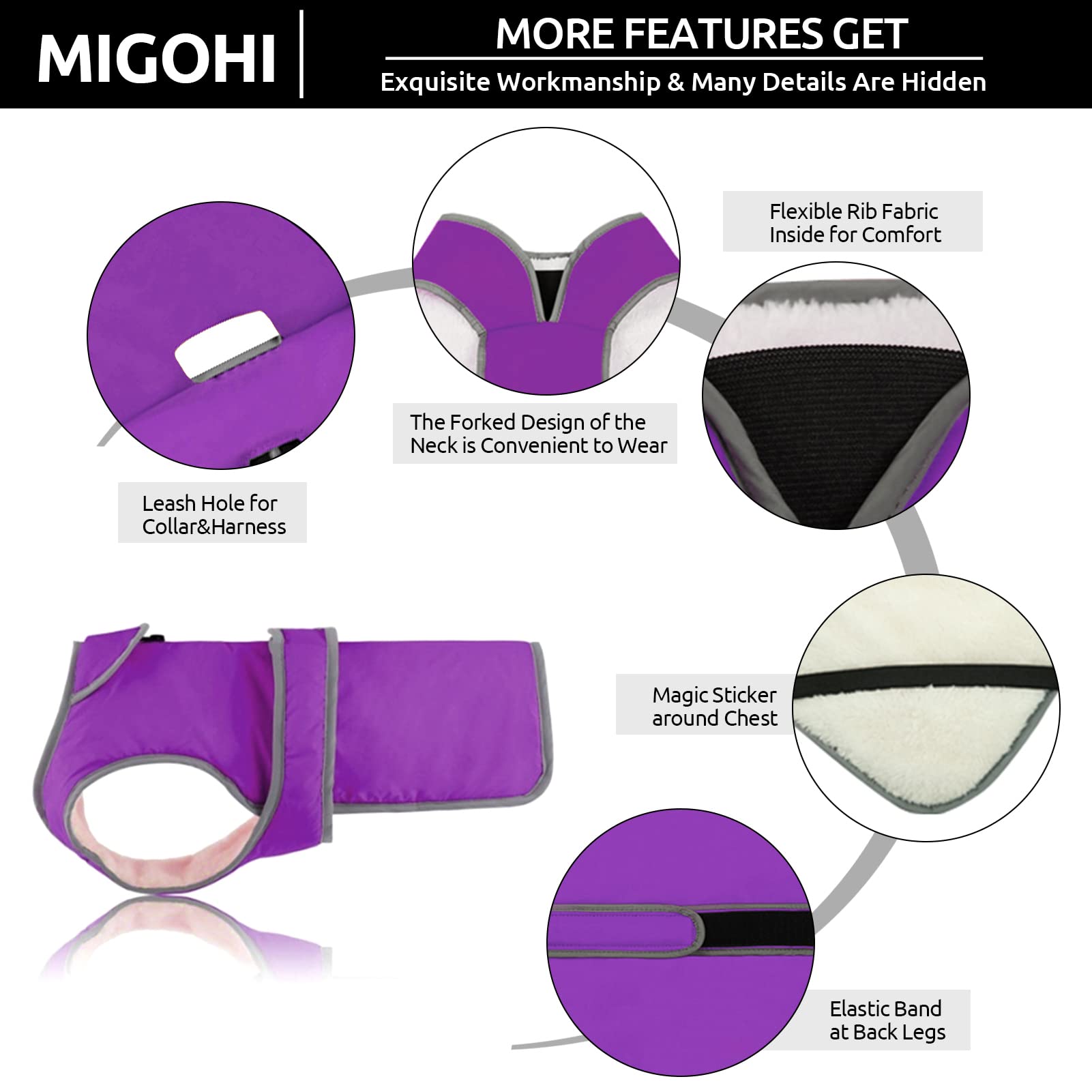 MIGOHI Reflective Waterproof Dog Coat - Warm Winter Jacket for Small Medium Large Dogs, Windproof Fleece-Lined Snowsuit with Reversible Stormguard Design - Perfect for Cold Weather, Snowy Walks & Outdoor Adventures