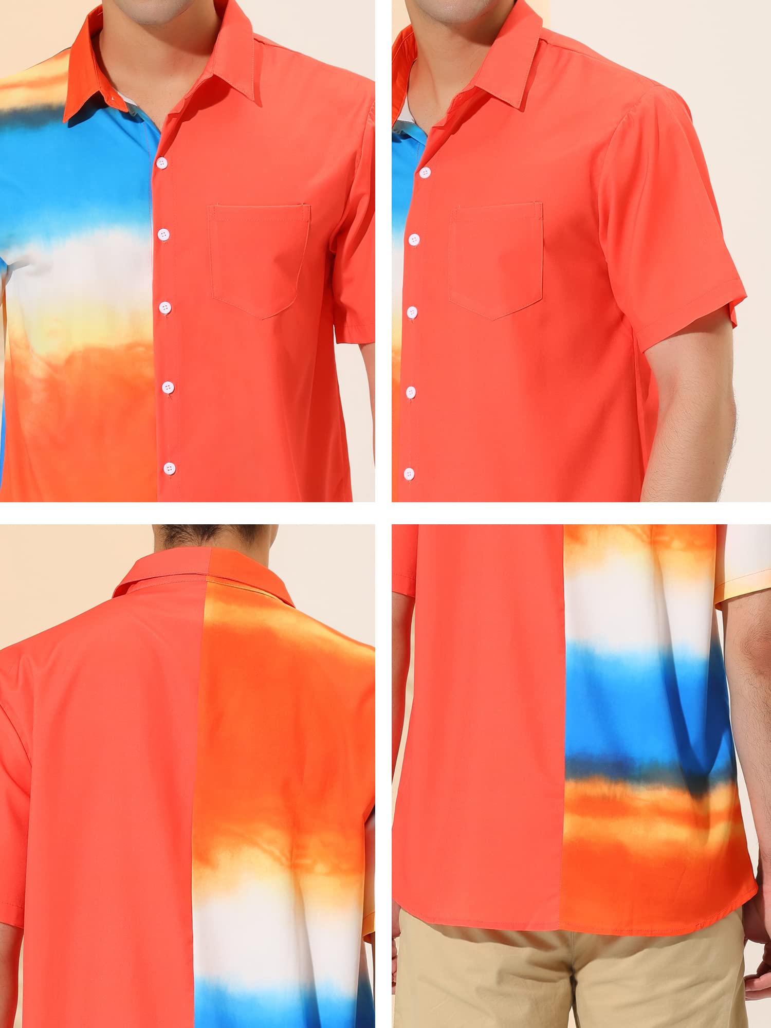 Lars Amadeus Men's Hawaiian Shirt - Short Sleeve Button Down with Chest Pocket & Vibrant Patchwork Design | Perfect for Beach Vacations, Summer Parties & Tropical Getaways