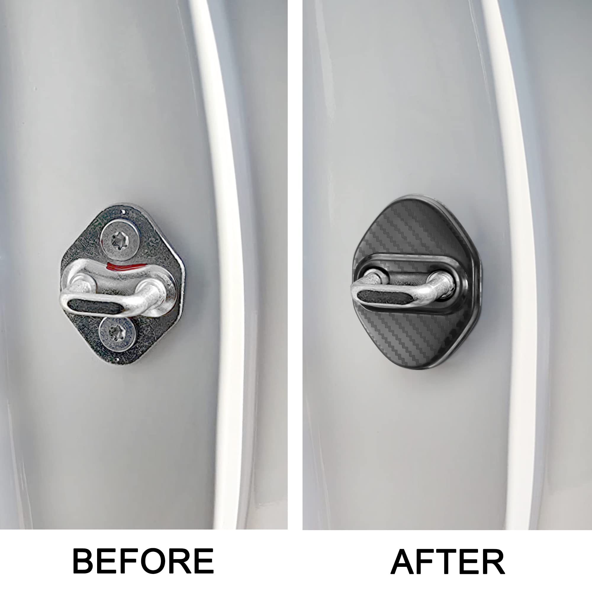 4pcs Stainless Steel Car Door Lock Latches Cover for Honda Accord Civic CR-V XR-V HR-V UR-V Odyssey Crosstour Pilot Vezel - Carbon Fiber Style Auto Accessories - Prevent Scratches & Theft for Daily Driving & Parking